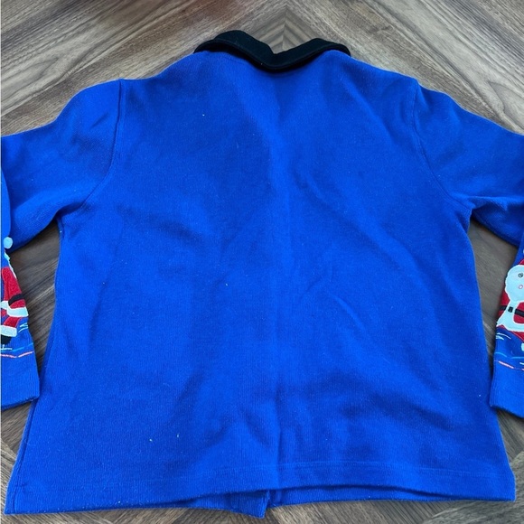 Blue Santa Christmas Sweater/Cardigan with Santa Buttons - Picture 5 of 8